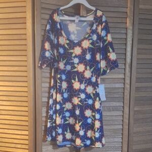 LuLaRoe Floral Dress - Blue and Multicolor